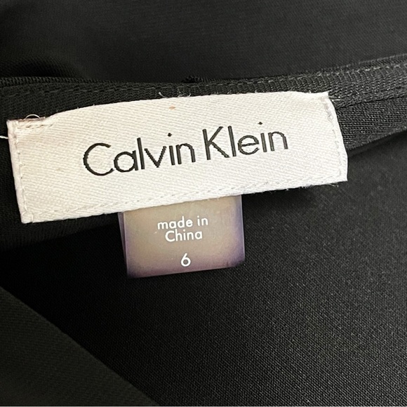 CALVIN KLEIN Women's Black Cap-Sleeve Shift Dress Cascading Sleeves - Size 6 - Picture 5 of 10